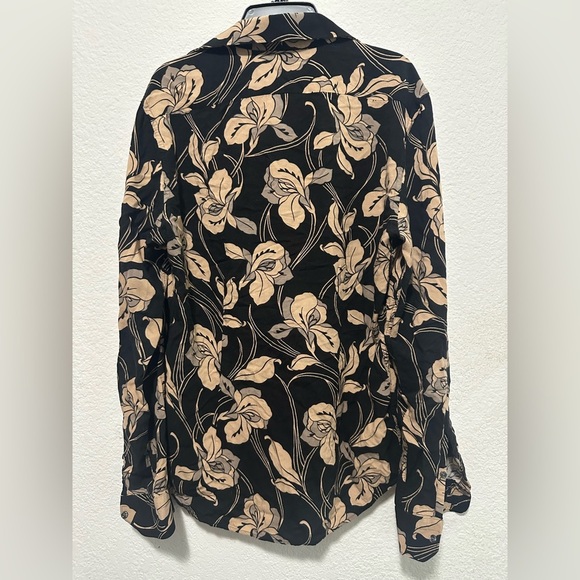 Reiss Floral Black and Tan Women's Button Down Top size S - Picture 4 of 12